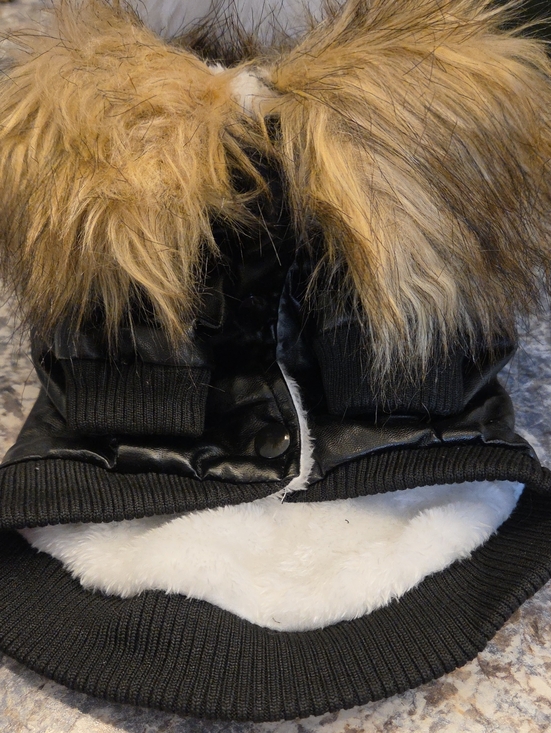 Other - Dogs Faux Fur-Trim Hooded Jacket - Black with Tan Fur